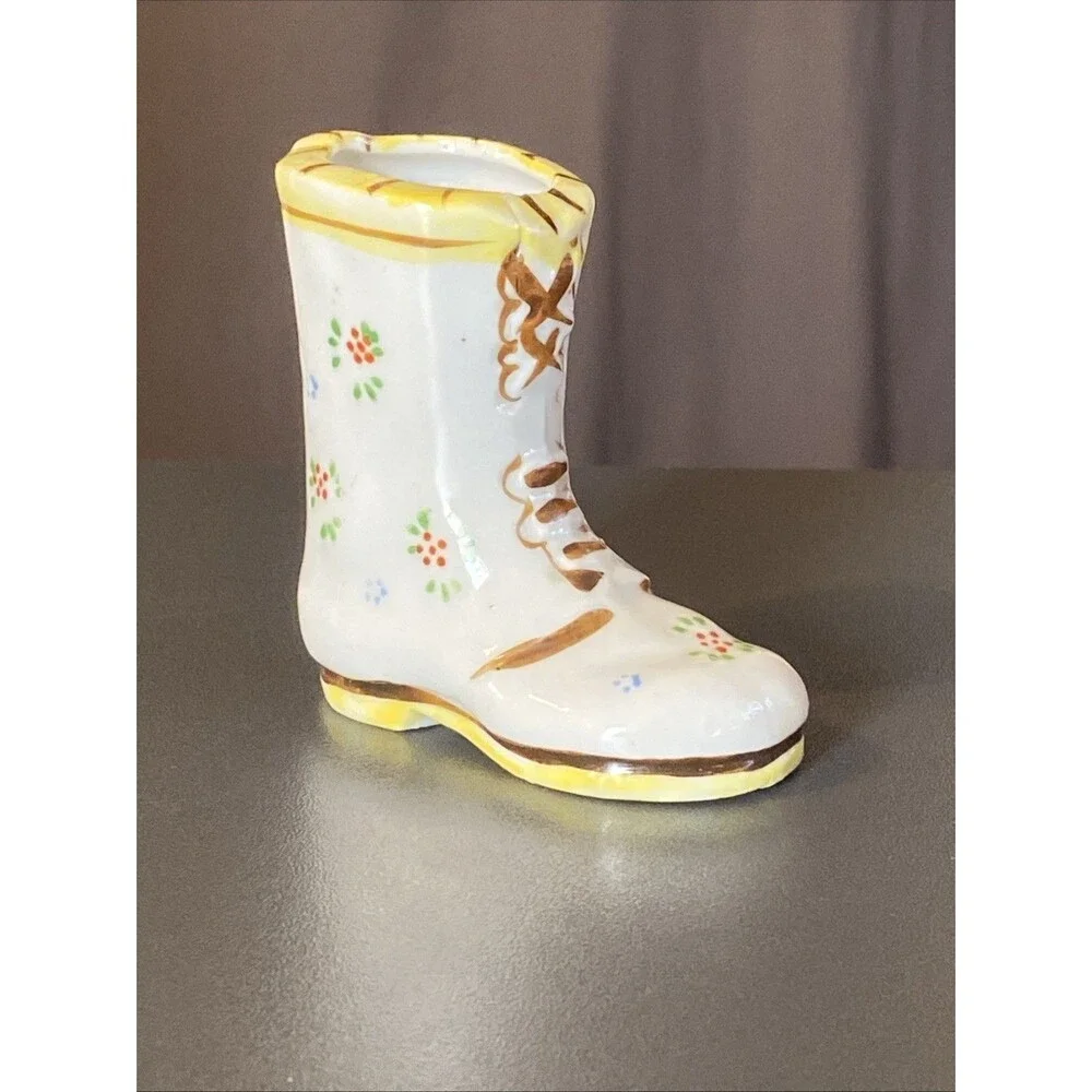 Vintage Occupied Japan Mini Vase Toothpick Holder Ceramic Boot 3”